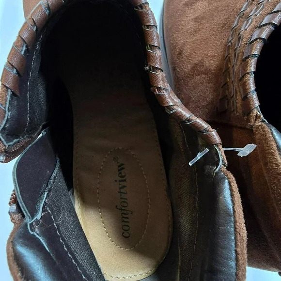 Comfortview Womens Brown Suede Braid Ankle Boots Size 9M - Picture 7 of 13